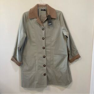 NWT Nasty Gal Collection Sz 4 Womens Corduroy Collar Button Down Longline Jacket